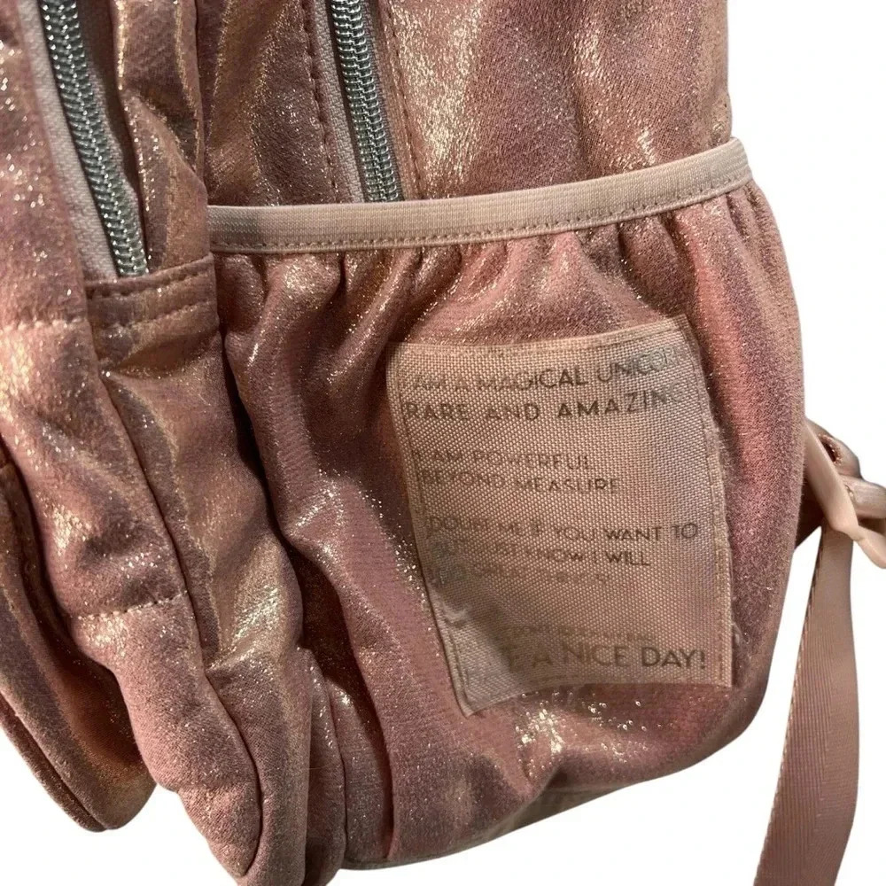 Justice B Initial Book Bag Backpack Rose Gold Justice Store Rare Hard To Find - Picture 3 of 8